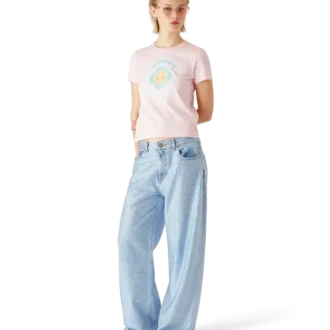 Airbrush Smiley getailleerd Short T-shirt met korte mouwen