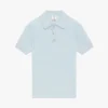Blauw Pointelle Monogram poloshirt met korte mouwen Blauw Pointelle Monogram poloshirt met korte mouwen