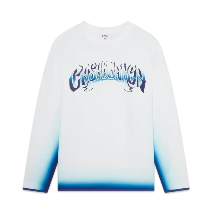 Blauw vervaagd T-shirt met lange mouwen Blauw vervaagd T-shirt met lange mouwen