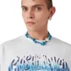 Blauw vervaagd T-shirt met lange mouwen Blauw vervaagd T-shirt met lange mouwen