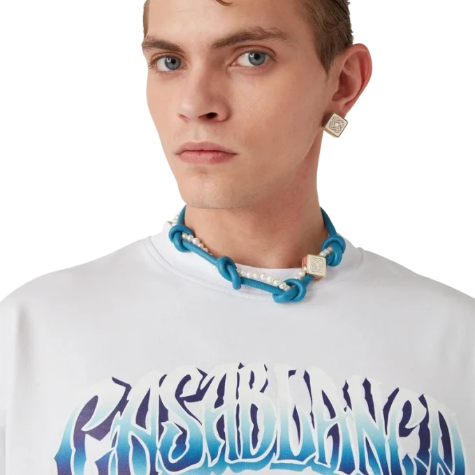 Blauw vervaagd T-shirt met lange mouwen Blauw vervaagd T-shirt met lange mouwen