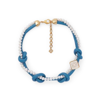 Blauwe geknoopte ketting Blauwe geknoopte ketting