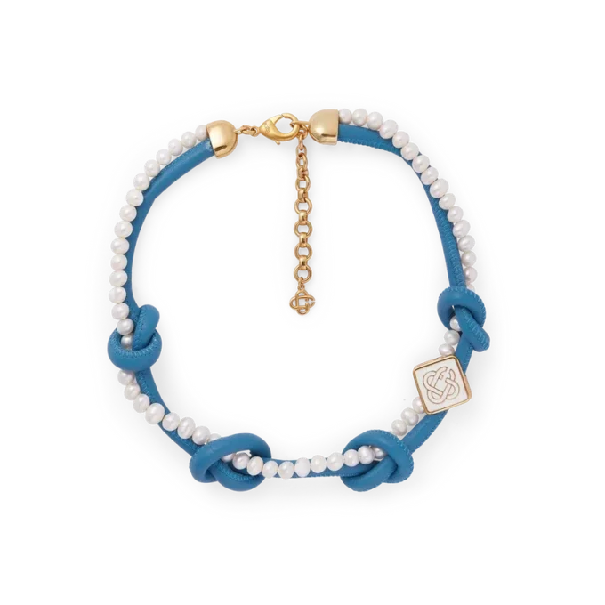 Blauwe geknoopte ketting Blauwe geknoopte ketting