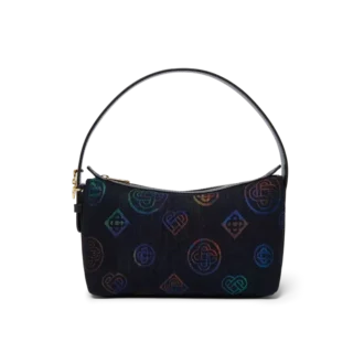 Blauwe leren tas met logo