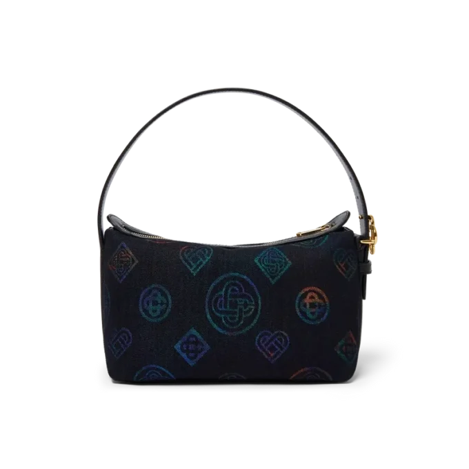 Blauwe leren tas met logo