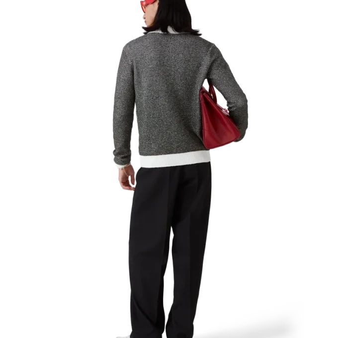 Bouclé gestreept poloshirt met lange mouwen Bouclé gestreept poloshirt met lange mouwen