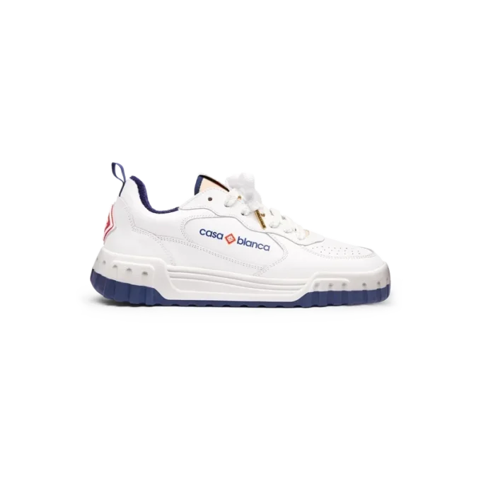Court sneaker voor heren in wit en marineblauw Court sneaker voor heren in wit en marineblauw