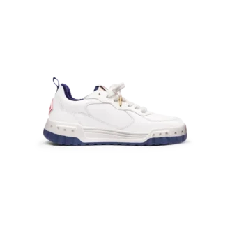 Court sneaker voor heren in wit en marineblauw