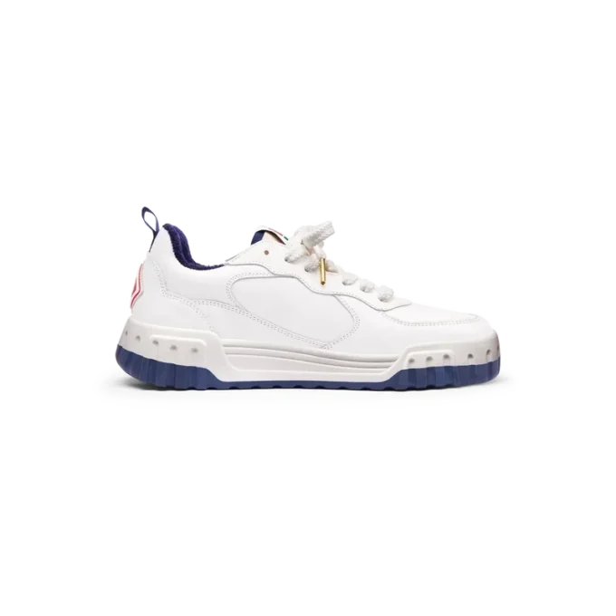 Court sneaker voor heren in wit en marineblauw Court sneaker voor heren in wit en marineblauw