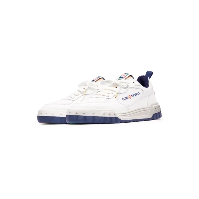 Court sneaker voor heren in wit en marineblauw Court sneaker voor heren in wit en marineblauw
