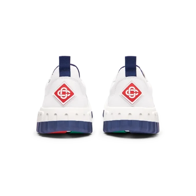 Court sneaker voor heren in wit en marineblauw Court sneaker voor heren in wit en marineblauw