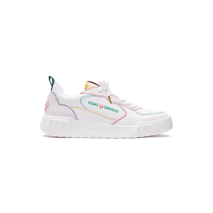 Court sneakers voor dames in wit en multicolor Court sneakers voor dames in wit en multicolor