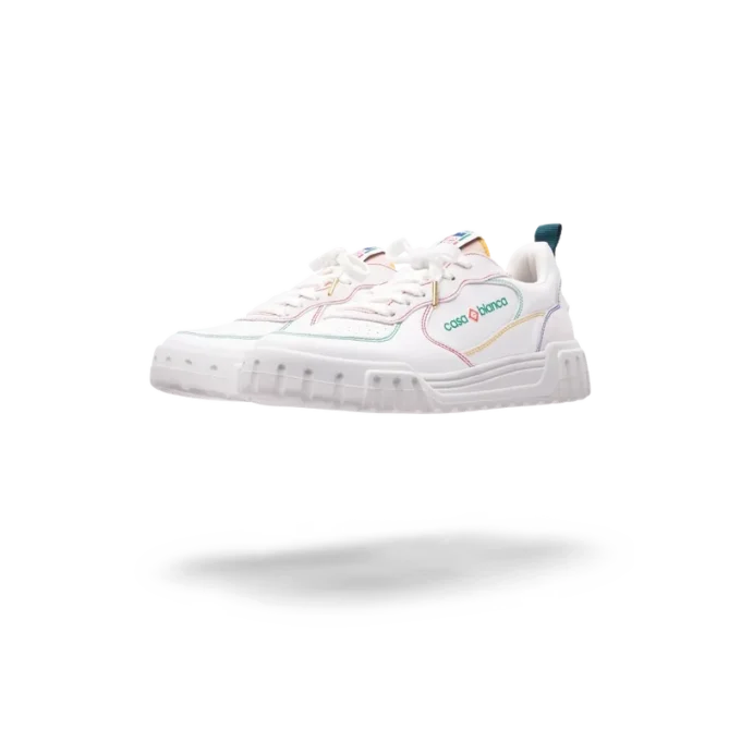 Court sneakers voor dames in wit en multicolor Court sneakers voor dames in wit en multicolor