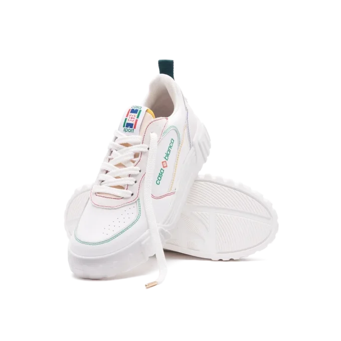Court sneakers voor dames in wit en multicolor Court sneakers voor dames in wit en multicolor