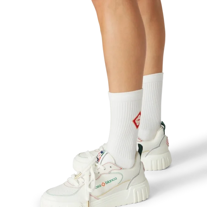 Court sneakers voor dames in wit en multicolor Court sneakers voor dames in wit en multicolor