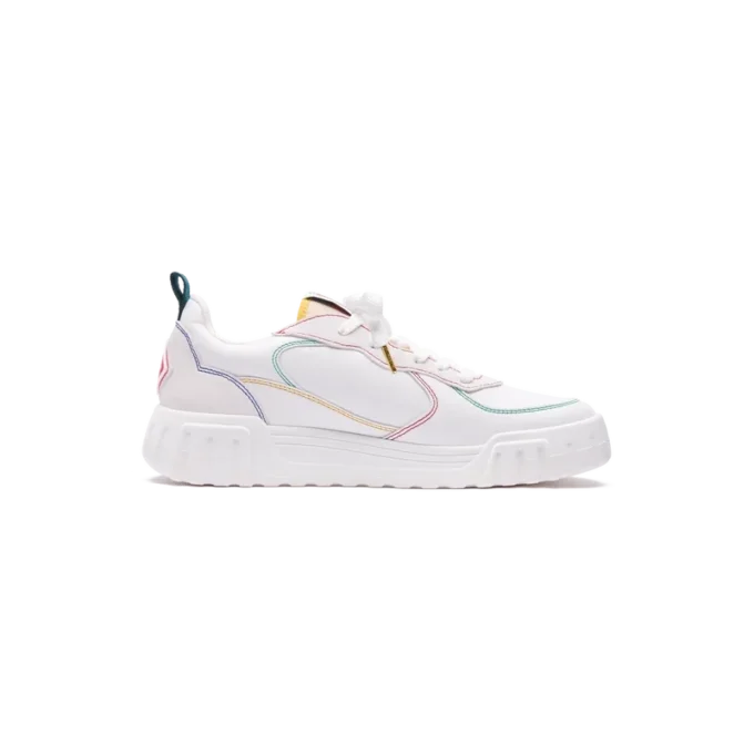 Court sneakers voor dames in wit en multicolor Court sneakers voor dames in wit en multicolor