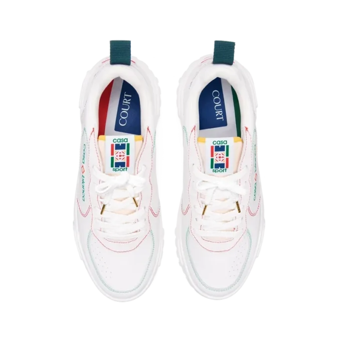 Court sneakers voor dames in wit en multicolor Court sneakers voor dames in wit en multicolor