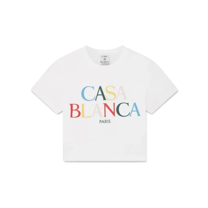 Cropped T-shirt met gestapeld logo Cropped T-shirt met gestapeld logo