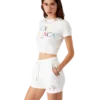 Cropped T-shirt met gestapeld logo Cropped T-shirt met gestapeld logo