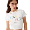Cropped T-shirt met gestapeld logo Cropped T-shirt met gestapeld logo