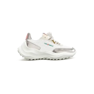 Dames Atlantis witte & chromen sneaker