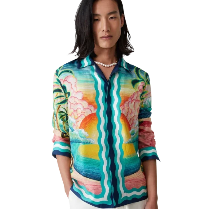 Danse De La Mer zijden overhemd met lange mouwen Danse De La Mer zijden overhemd met lange mouwen