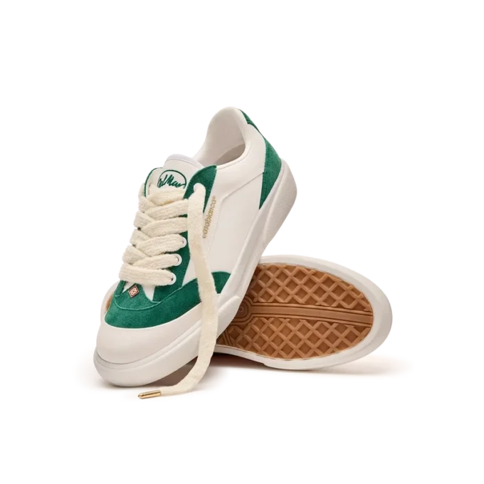 Del Mar witte en groene sneaker voor heren Del Mar witte en groene sneaker voor heren