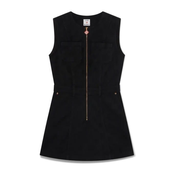 Denim Monogram-jurk met rits