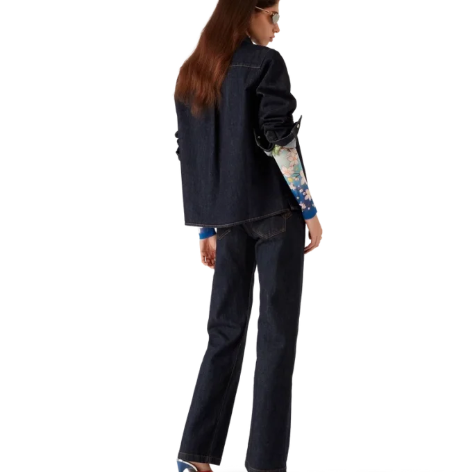 Denim overhemd met geborduurd logo Denim overhemd met geborduurd logo