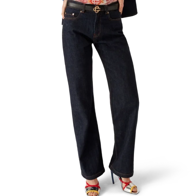 Denim overhemd met geborduurd logo Denim overhemd met geborduurd logo