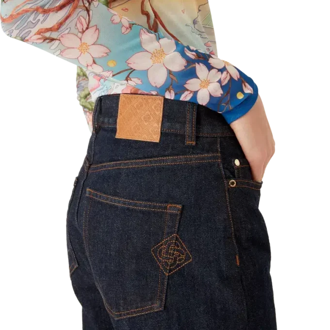 Denim overhemd met geborduurd logo Denim overhemd met geborduurd logo