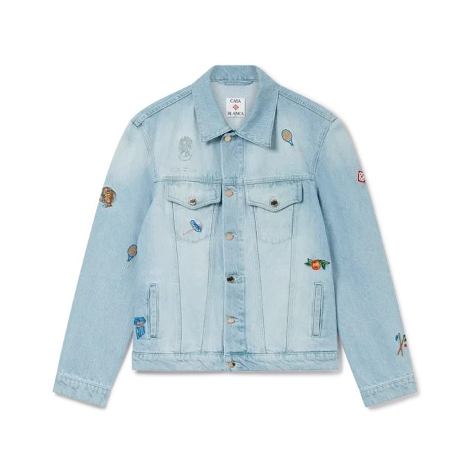 Denimjasje met geborduurd motief Denimjasje met geborduurd motief
