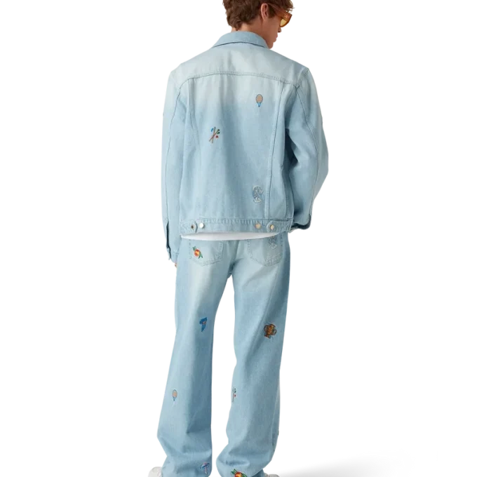 Denimjasje met geborduurd motief Denimjasje met geborduurd motief