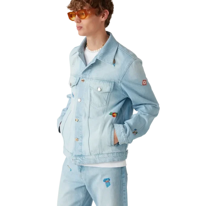 Denimjasje met geborduurd motief Denimjasje met geborduurd motief