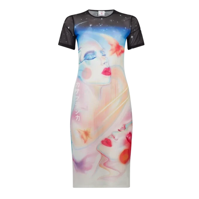 Galactic Connection mesh-jurk met korte mouwen Galactic Connection mesh-jurk met korte mouwen