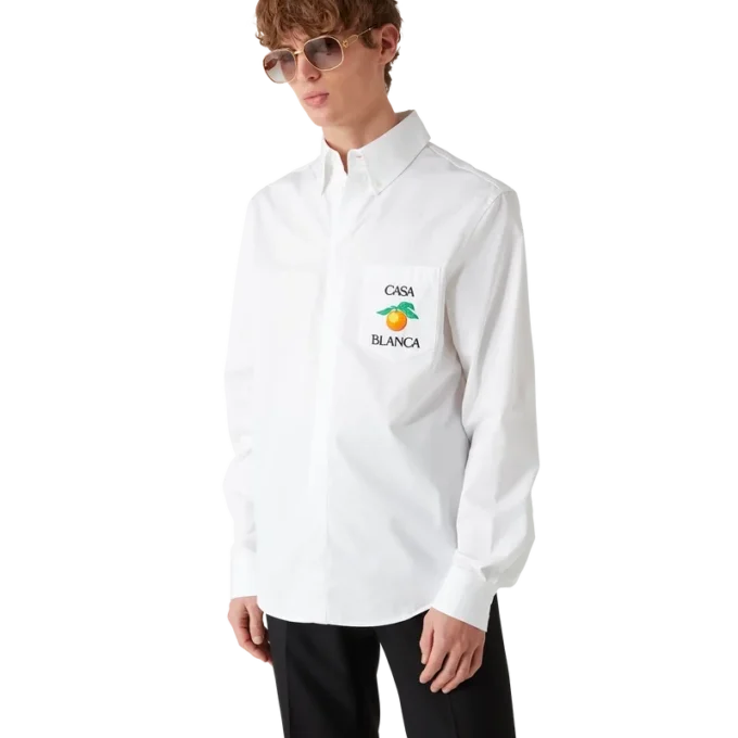 Geborduurd oranje Oxford-overhemd Geborduurd oranje Oxford-overhemd