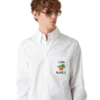 Geborduurd oranje Oxford-overhemd Geborduurd oranje Oxford-overhemd