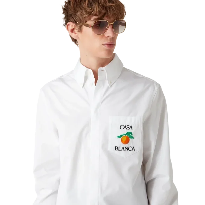 Geborduurd oranje Oxford-overhemd Geborduurd oranje Oxford-overhemd