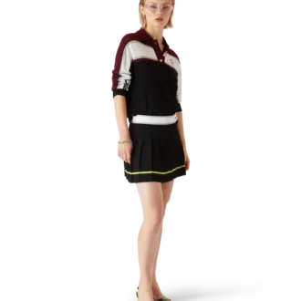 Gestrept oversized poloshirt met lange mouwen