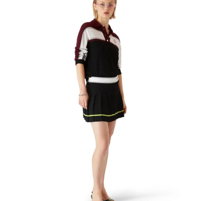 Gestrept oversized poloshirt met lange mouwen Gestrept oversized poloshirt met lange mouwen
