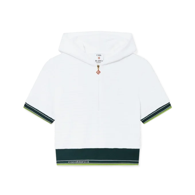 Getextureerde velours cropped tennishoodie Getextureerde velours cropped tennishoodie