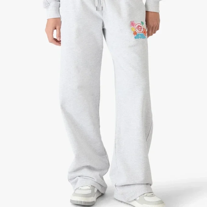 Grijze geborduurde cropped joggingbroek Grijze geborduurde cropped joggingbroek