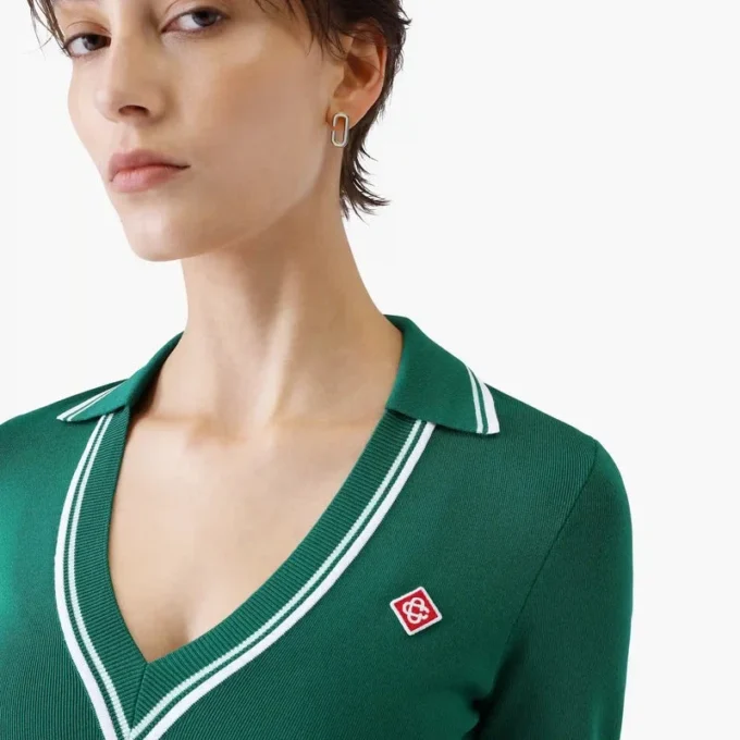 Groen cropped gebreid Poloshirt Groen cropped gebreid Poloshirt