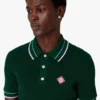 Groen gehaakt poloshirt met korte mouwen Groen gehaakt poloshirt met korte mouwen