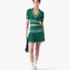 Groene geplooide gebreide minirok