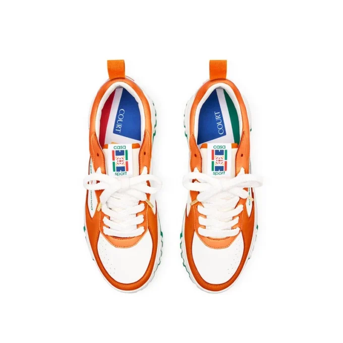 Heren Court oranje & witte sneakers