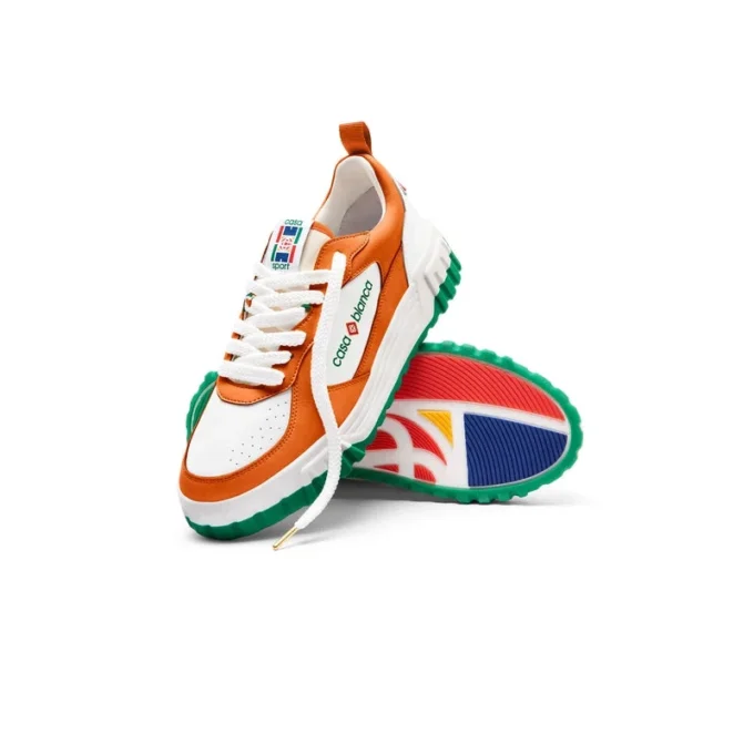 Heren Court oranje & witte sneakers