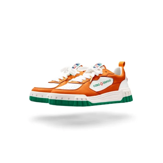 Heren Court oranje & witte sneakers