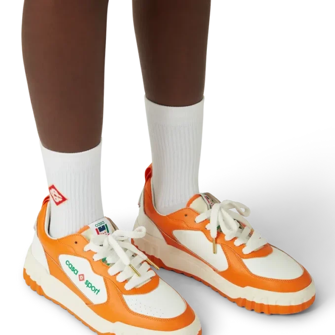 Heren Court oranje & witte sneakers