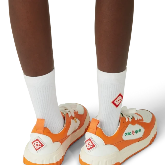 Heren Court oranje & witte sneakers